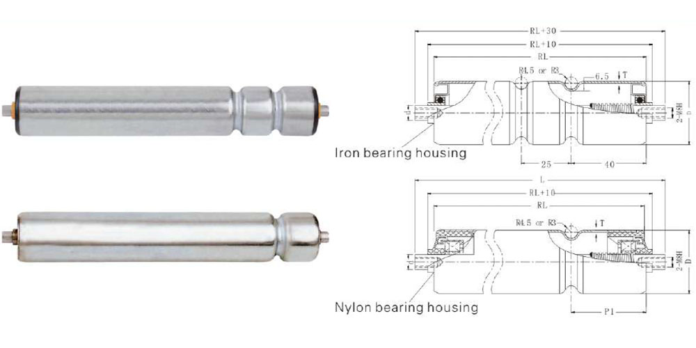 Single double groove roller drawings