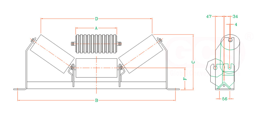 trough idler roller big