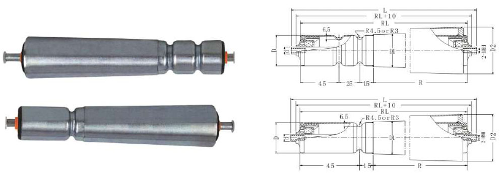 Single double groove cone roller drawings